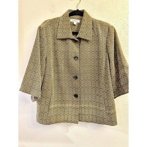 Coldwater Creek Womens Gold moss Corduroy 3/4 Bell Sleeve shirt Jacket Sz XL